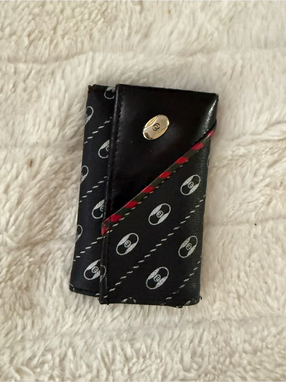 Vintage GUCCI Plus 6-Hook Key Holder Trifold Case - Black Monogram Canvas (rare)